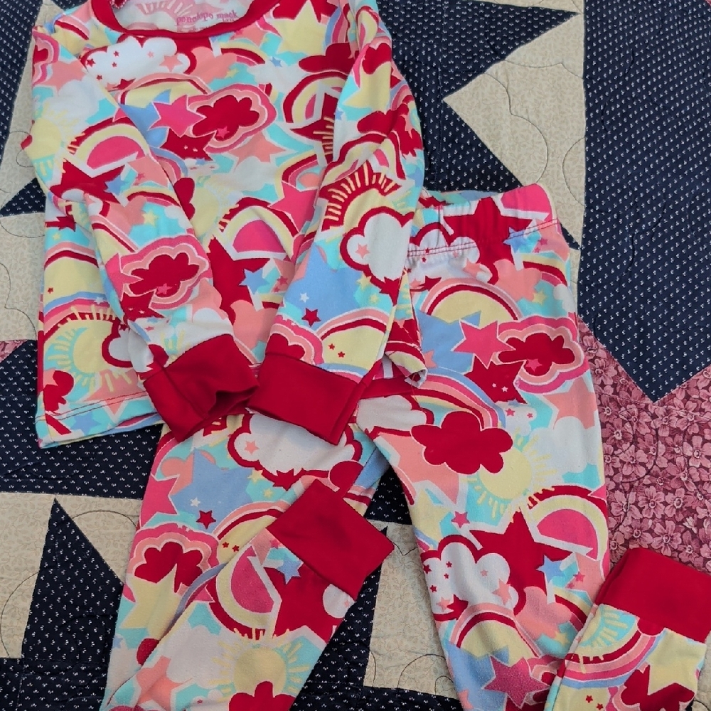 Penelope Mack Red and Multicolor Kids Pajama Set